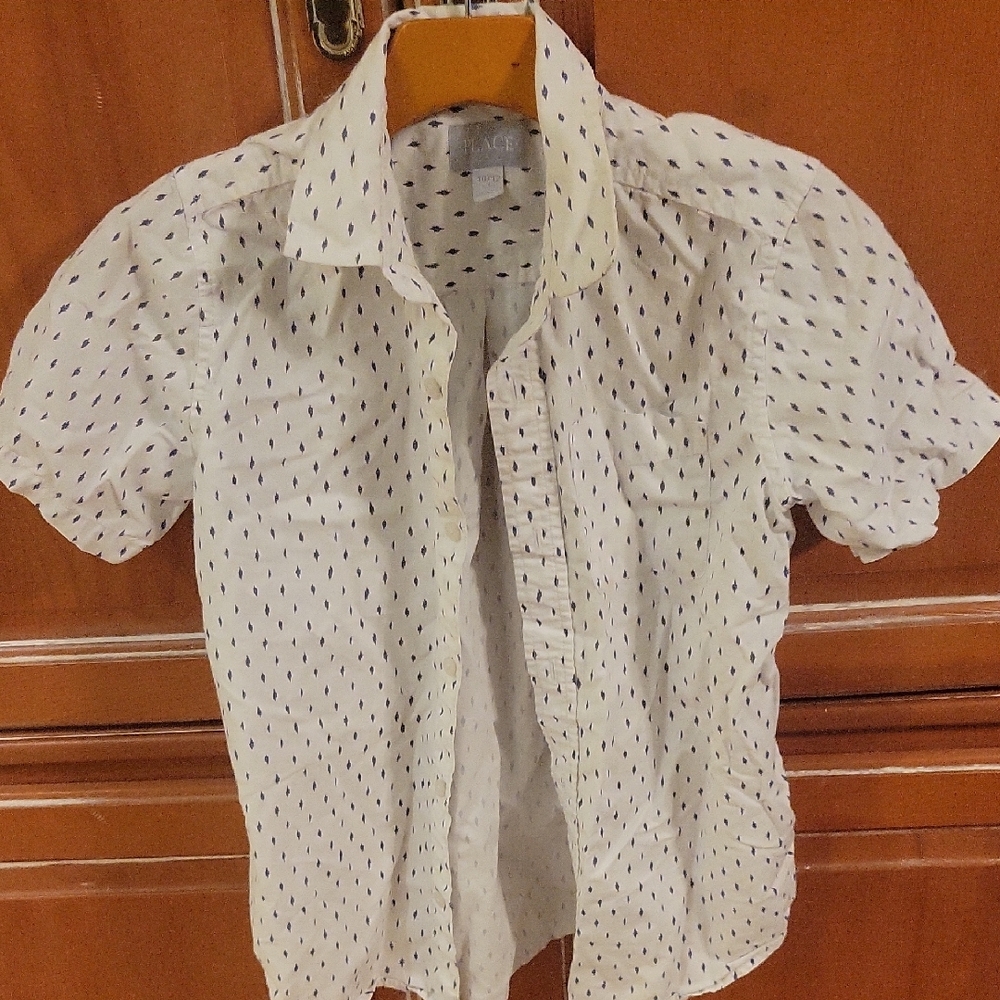 Place White and Black Patterned Button Down Shirt
